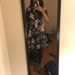 Floral Print Classy Skater Midi Dress